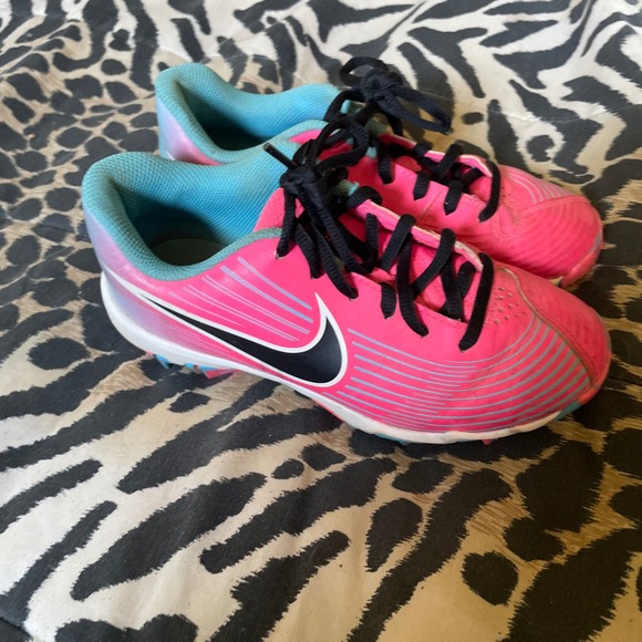 Nike Other - Nike Fastflex Baseball Softball Cleats Youth Pink Blue Girls Size 2Y
